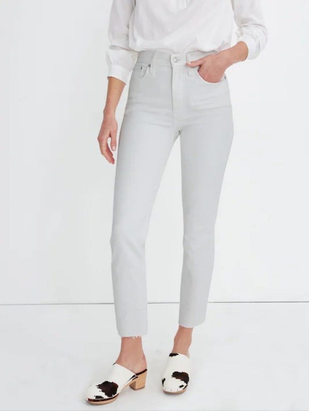 Madewell The Perfect Vintage Crop Jeans AJ193‎ Raw Hem White Size 27